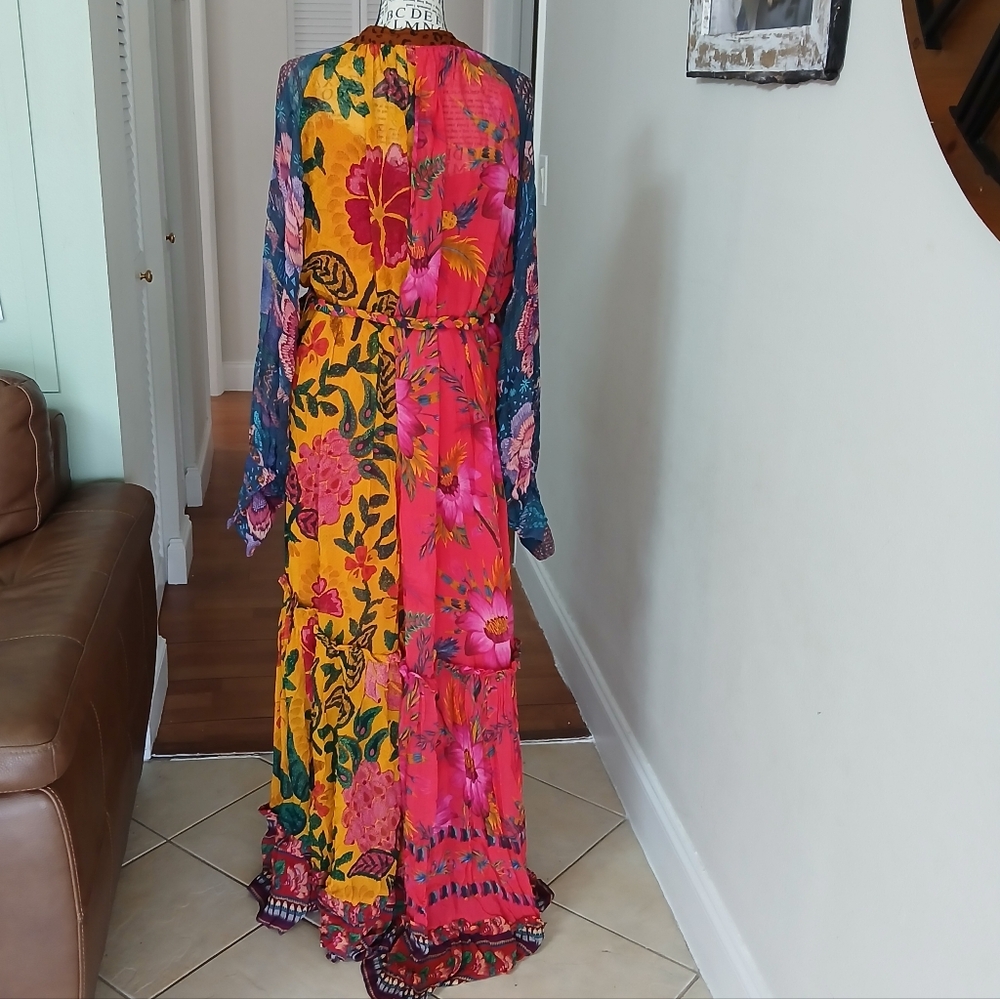 FARM RIO‎ Mixed Prints Button Down Maxi Dress In Mix Print - Picture 7 of 11